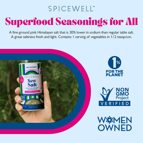 9 9oz (2 pack) Spicewell - Himalayan Pink Salt Pouch - Boosted with Real Veggies, Less Sodium Than Table Salt - Fine
