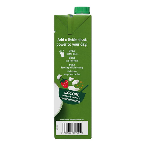 32 oz (Pack 2) Pacific Foods Organic Unsweetened Coconut Milk, Plant Based Milk, Carton