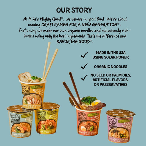 (Pack 6) 7g Mikes Mighty Good Vegan Miso Ramen Cup of Protein Instant Ramen Noodles Organic Steamed, Non-GMO - Canola