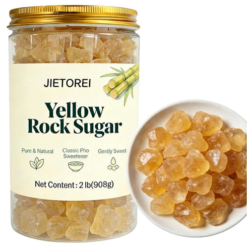 JIETOREI Yellow Rock Sugar for Pho, Cooking, Coffee and Tea, 2lb/908g, Medium sized