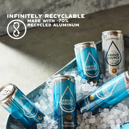 (24 pack 12 oz Proud Source Alkaline Spring Water, Natural Minerals + Electrolytes, Infinitely Recyclable Aluminum