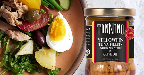 Pack 6, Pack 6 Tonnino Yellowfin Tuna Fish of Black Pepper in Olive Oil of Alternative to Salmon Protein Snacks Ready
