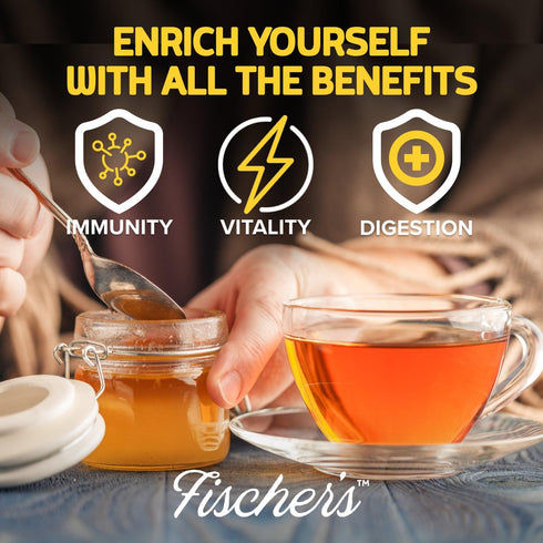 12 Oz 100% Fischer's Clover Honey, Pure, Raw & Unfiltered Honey Squeezable Bear Bottle Gluten-Free, Non-GMO All-Natural