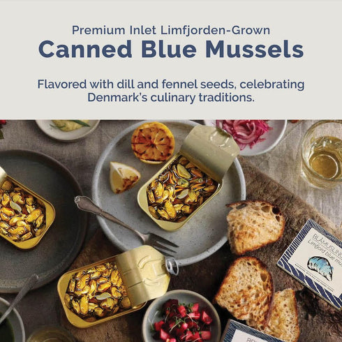 1 3 110g Fangst Blamuslinger No. | Tinned Limfjord Blue Mussels Marinated with Dill and Fennel Seeds in Cold Pressed