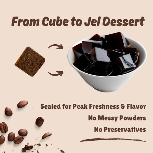 HeySweet 8 Counts 40oz+) Coffee Jelly Vegan, Gluten-Free, Halal, Dye-Free | Jel Dessert made with Natural Brown Sugar