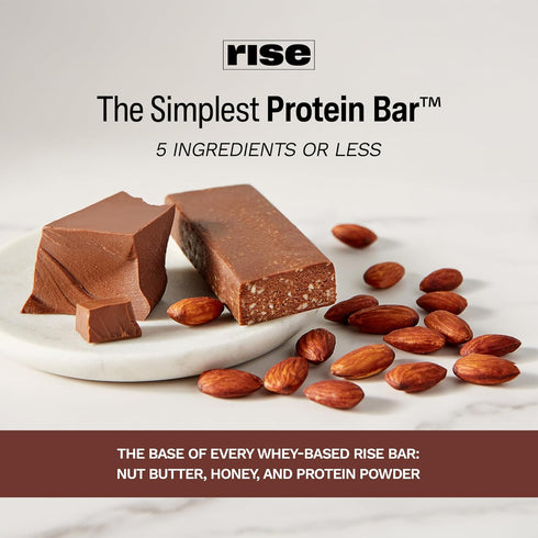 15g 5g 4 Rise Whey Protein Bars - Chocolatey Almond | Breakfast Bar & Protein Snack Protein Fiber Just Whole Food