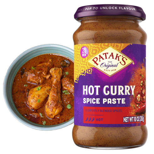 Pataks Hot Curry Spice Paste - Hot Indian Cooking Paste with Freshly