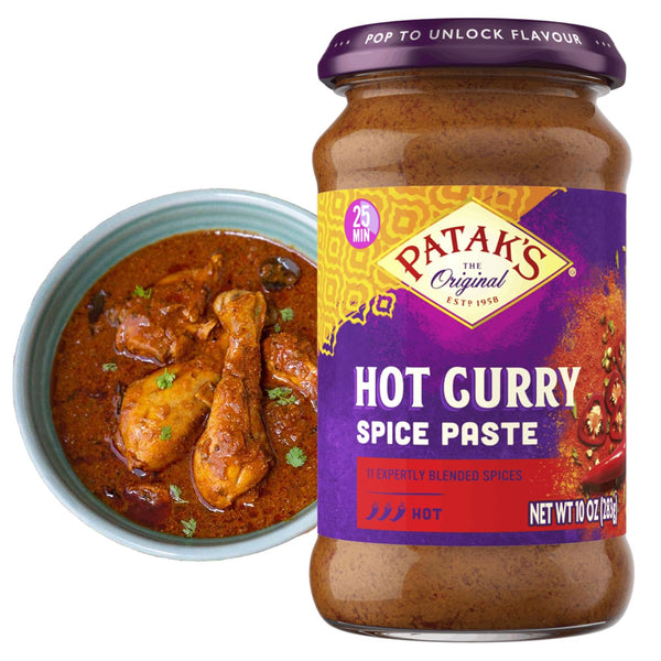 Pataks Hot Curry Spice Paste - Hot Indian Cooking Paste with Freshly
