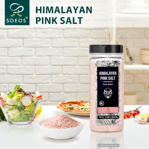 20 oz, Soeos Himalayan Salt - Fine Grain, Himalayan Pink Salt, Pure Rock Salt for Grinders and Salt Mills, Kosher