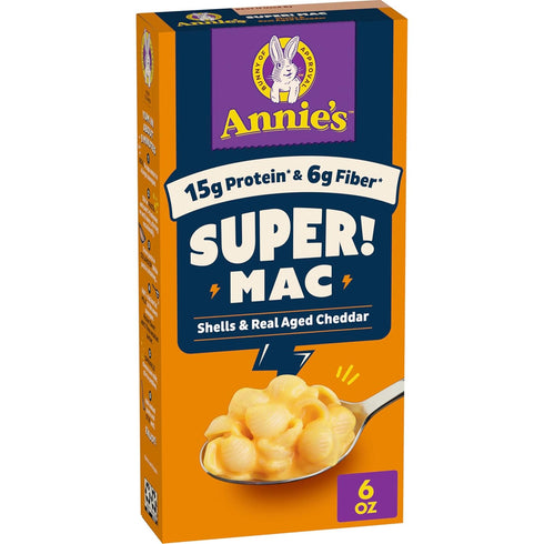 Annie's Super! Mac Shells and Real Aged Cheddar, Made with Organic Pasta,