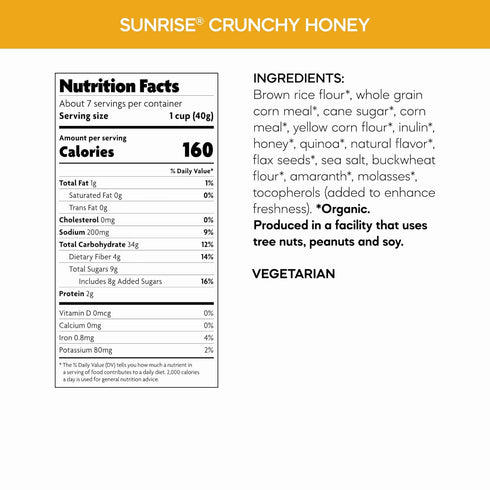 10.6 oz (Pack 1), Nature's Path Organic Sunrise Crunchy Honey Cereal, of Gluten Free, Non-GMO