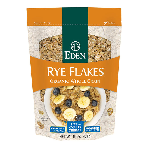 Eden Organic Rye Flakes, 16 oz, Toasted and Rolled, 100% Whole Grain,