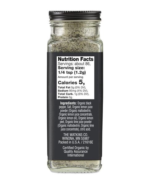 Watkins Gourmet Organic Spice Jar, Lemon Pepper Blend, 3.6 Ounce ., 3.6 Ounce