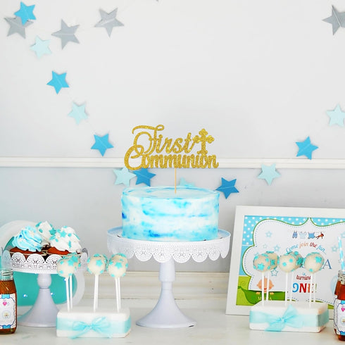 Gold Glitter First Communion Cake Topper - Decoration for Kids' First Communion Cake