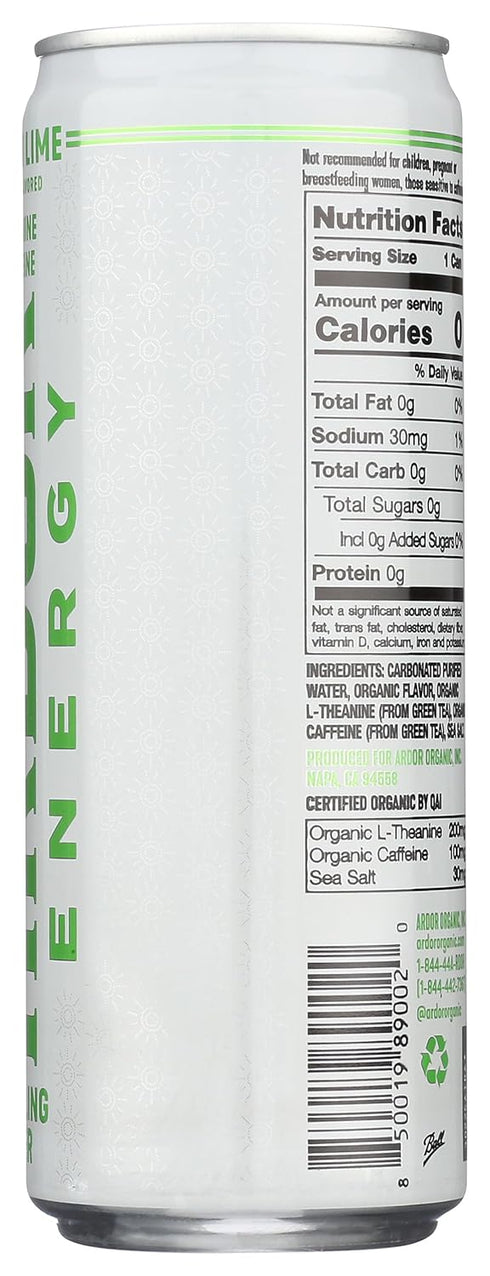 12 Ardor Organic Mexican Lime Sparkling Energy Water, FZ