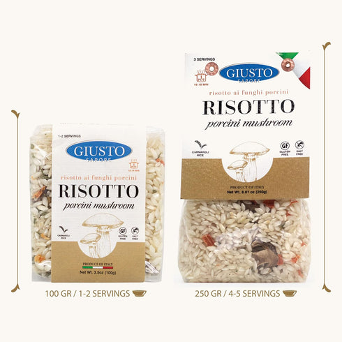 3-4 8.81 oz Giusto Sapore Italian Risotto - Porcini Mushroom - All Natural, Gluten Free, No Added Salt - Premium