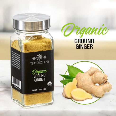 The Spice Lab Organic Ginger Powder, 1.5 oz French Jar - Ground Ginger for Curry Sauce and Fried Rice