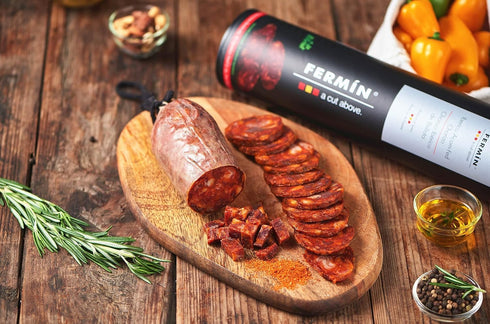 (1 LB FERMIN Iberico Acorn-Fed Chorizo Approx) Authentic Dry-Cured Spanish Chorizo Iberico de Bellota