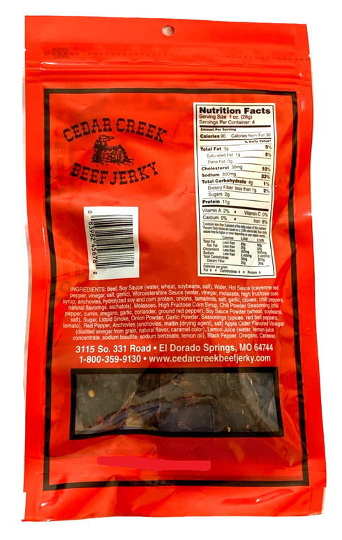 Cedar Creek Beef Jerky 4oz pack Cedar Creek | Air-Dried Thinly Sliced | | No Artificial Preservatives | Grass Grain Fed
