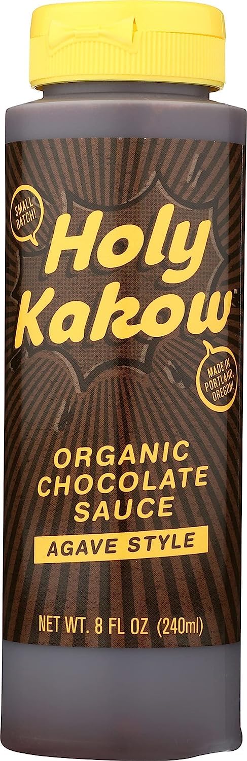 Holy Kakow Organic Chocolate Sauce 8oz - Chocolate Syrup, Organic, Sugar Free, Sweetened with Agave