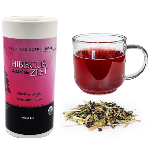 Organic Loose Leaf Tea Hibiscus Herbal Tea Zest - Organic Hibiscus Flowers, Lemongrass, Green Rooibos, Licorice Root