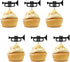 PINKAAJ Set of 24 Trumpet Cupcake Toppers for Music Theme Birthday, Black Glitter