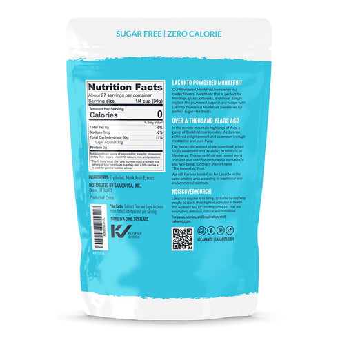 1.76 lb) Lakanto Powdered Monk Fruit Sweetener with Erythritol - Confectioners Sugar Substitute, Frosting, Icing, Zero