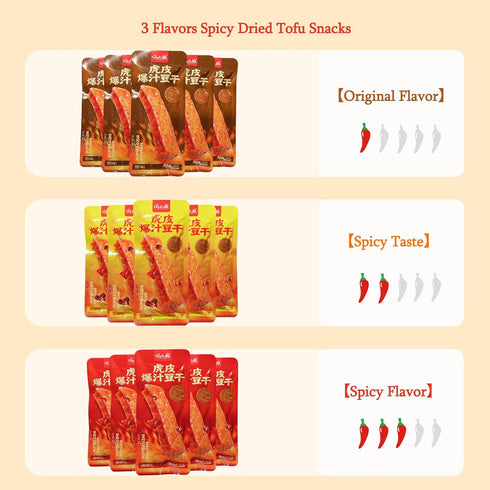 MUYIXUN 15PCS Packaging,Office Essential(3 Flavors,300g) Spicy Dried Tofu Snacks,Multi-Flavor Dried Tofu,Vegetarian