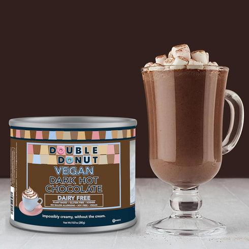 9.87 Oz Double Donut Coffee Dark Vegan Hot Cocoa, Rich Chocolate Cocoa Mix, Gluten & Dairy Free, Velvety Smooth