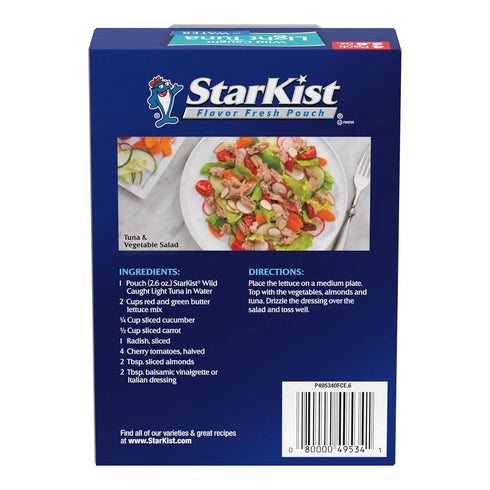 StarKist Chunk Light Tuna, 2.6 oz Pouch (4 Pack) - Wild Caught, Ready to Eat, 17g Protein, Gluten Free, Perfect for