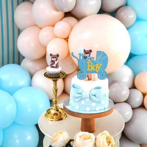 Blue Glitter It's a Boy Cake Topper for Baby Shower, Baby Boy Birthday Party Sign, Gender Reveal Decoration Supplies