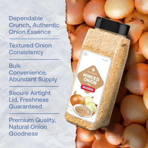 6 Oz. 100% Dependable Foods Minced Onion Jar - Natural, Kosher, Dehydrated Onion Flakes Convenient Versatile Seasoning