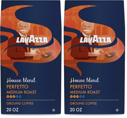 Lavazza Perfetto Ground Coffee Blend, Dark Roast, Value Packet, Caramel flavor with