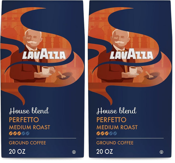 Lavazza Perfetto Ground Coffee Blend, Dark Roast, Value Packet, Caramel flavor with