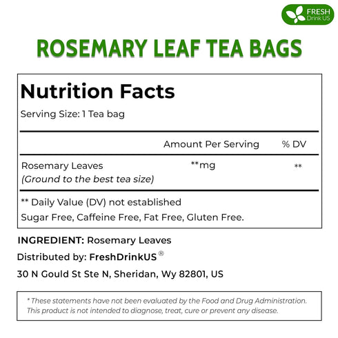 75 100% FreshDrinkUS, Premium Rosemary Leaf Tea Bags, Natural and Pure Rosemary Dried Leaves, Pure Herbal Tea, No