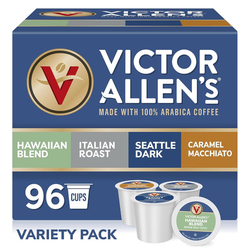 Victor Allen's Coffee Variety Pack (Hawaiian Blend, Italian Roast, Seattle Dark, Caramel