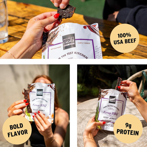 9g 16 oz People's Choice Beef Jerky Korean BBQ - Sweet & Savory, Protein, Snack - Bag