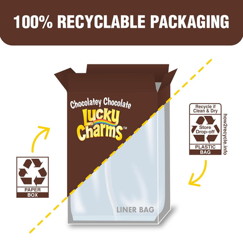 Lucky Charms Chocolatey Cereal with Marshmallows, Kids Breakfast Cereal Made with Whole Grain, 10.6 oz