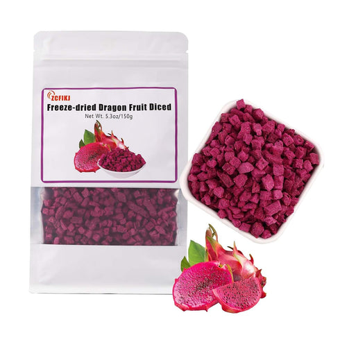 ZCFIKJ Freeze Dried Dragon Fruit Cubes 5.3OZ/150G,Freeze Dried Fruit Snacks No Added Sugars,Premium