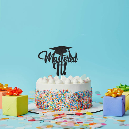 Mastered It Cake Topper - 2021 High School Graduation Cake Decor, College Graduation Party Supplies