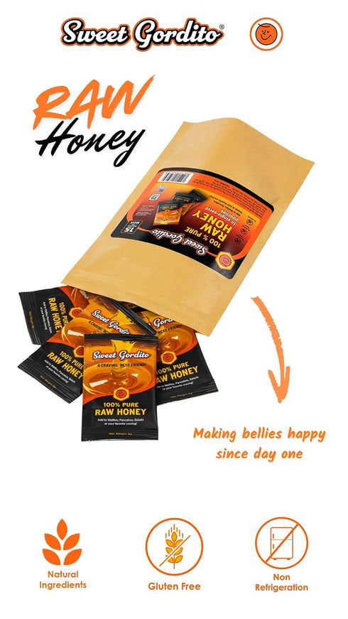 (15 pack) 15 9g Raw Honey Sachets Ziplog - Each Ziplog contains sachets of of delicious raw honey, perfect