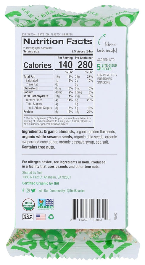 2.4 Tosi, Bar Almond Superbites Organic, Ounce