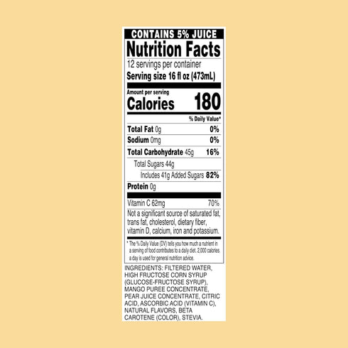 16 Oz (Pack 12) AriZona Mucho Mango - Fruit Juice Cocktail - Fl