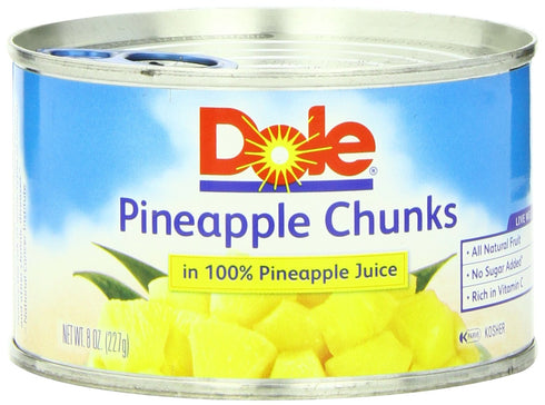 Dole Pineapple Chunks In 100% Pineapple Juice, 8-Ounce Cans (Pack of 24)