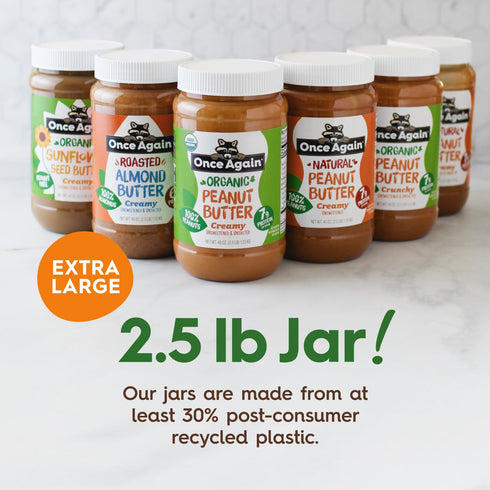 2.5 1 (40 oz) Once Again Creamy Natural Almond Butter No Sugar, Roasted - Large Pound Jar - Single Ingredient Nut