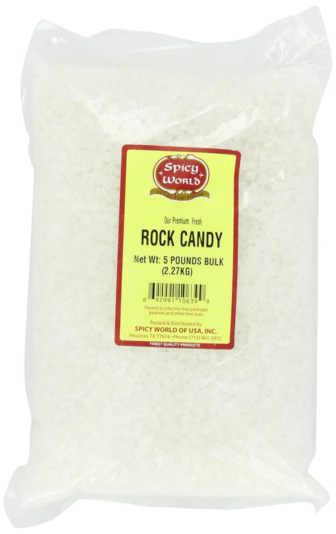 Spicy World Rock Candy White Sugar Crystals Bulk, 5-Pounds