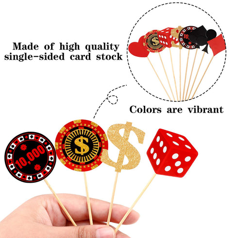 Boao 48 Pieces Poker Theme Party Decorations, Cupcake Toppers and Las Vegas Cake Decorations for Birthday Favors