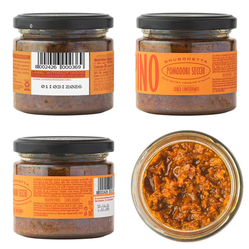 6.7 oz Famiglia Crispino Sun Dried Tomato Bruschetta Spread - Ready to Use Italian Topping for Bruschetta, Crostini