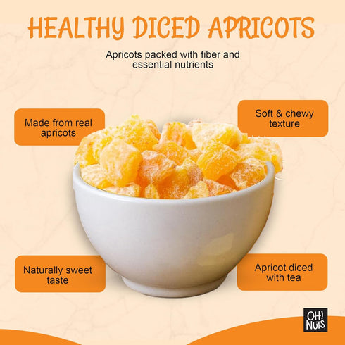 1 lb Packed Oh! Nuts Dried Apricot - - Dried Fruit Diced - No Sugar Added - Dehydrated Fruit Bites - in New York