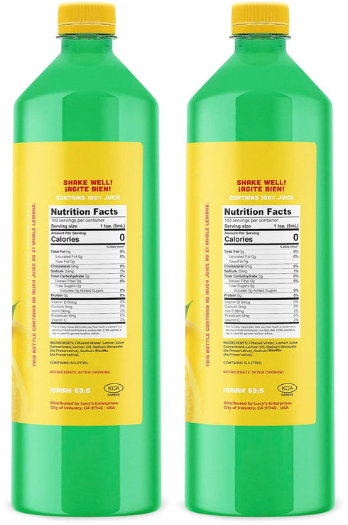 100% 32oz. (2 PACK) Lucy's Family Owned - Lemon Juice Bottle